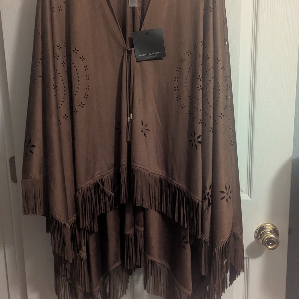 Marc New York Brown Tie-Front Poncho
